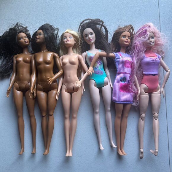 Barbie Doll Lot of 6 – Mixed Outfits, Vintage & Modern Styles - Picture 1 of 1